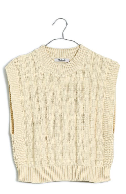 Checkered Stitch Wedge Sweater Vest in Antique Cream