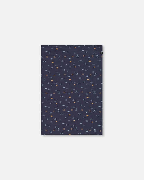 Deux Par Deux Printed Muslin Blanket Blue With Pine In Printed Blue Pine