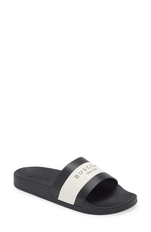 Shop Buscemi Logo Slide Sandal In Black/white/black