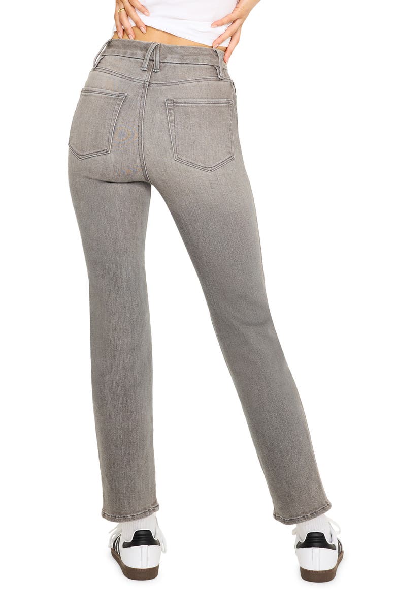 Good American Good Curve Raw Hem High Waist Straight Leg Jeans, Alternate, color, Black336