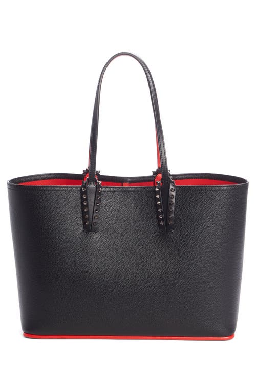 Shop Christian Louboutin Small Cabata Calfskin Leather Tote In Black/black