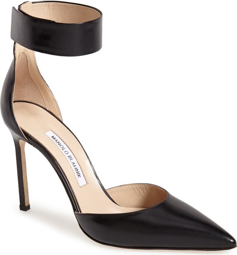 MANOLO BLAHNIK 'Ollico' Ankle Cuff d'Orsay Pump, Main, color, Black
