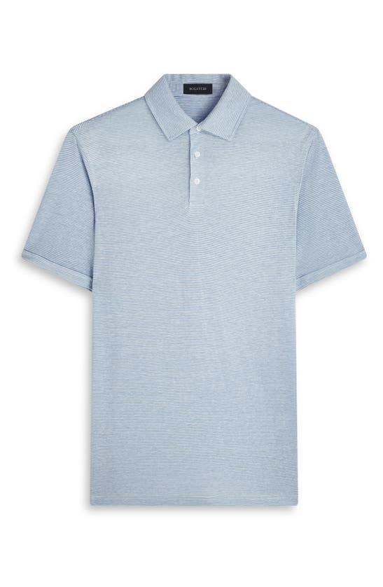 Shop Bugatchi Pinstripe Hemp & Lyocell Polo In Air Blue