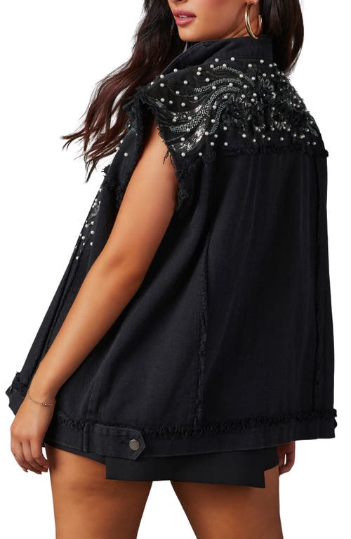 Shop Vici Collection Kearney Oversize Denim Vest In Black