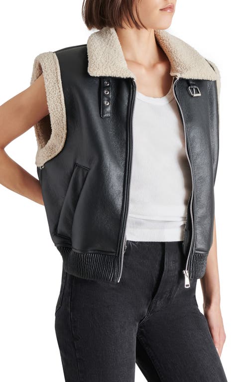 Shop Steve Madden Avi Faux Shearling Vest In Black