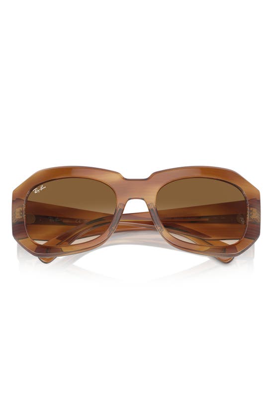 Shop Ray Ban Pillow Beate 56mm Wrap Sunglasses In Striped Brown