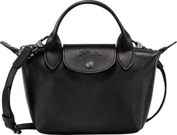 Longchamp Le Pliage Cuir Xs Leather Top-Handle Bag Black