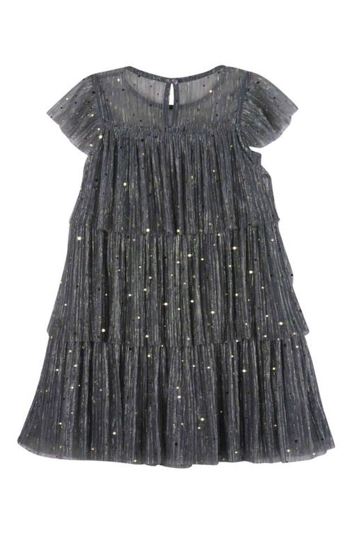 Shop Zunie Kids' Confetti Metalllic Tiered Party Dress In Charcoal