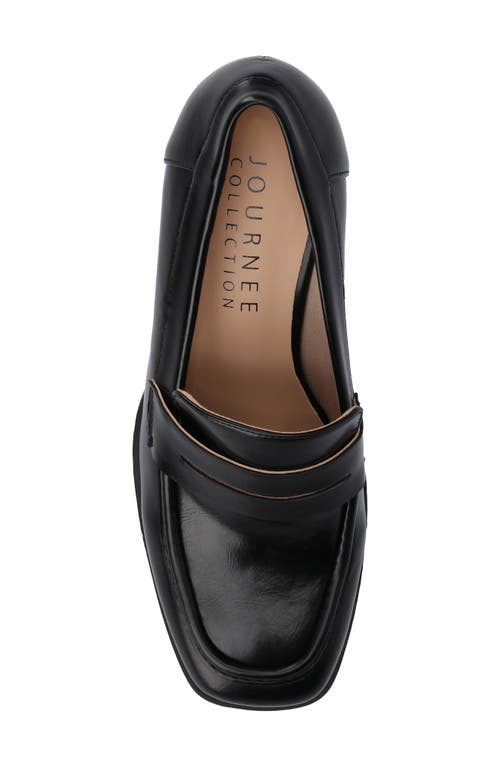 Journee Collection Ezzey Platform Penny Loafer Pump In Black Smooth