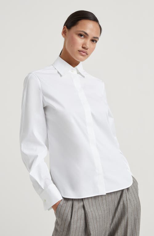 Shop Brunello Cucinelli Stretch Poplin Shirt In White