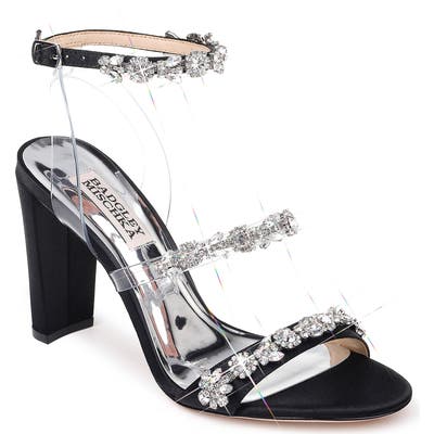 Badgley Mischka Adel Crystal Embellished Ankle Strap Sandal, Black