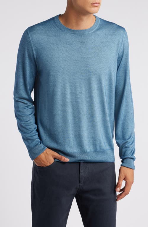 Canali Wool & Silk Crewneck Sweater in Light Blue 