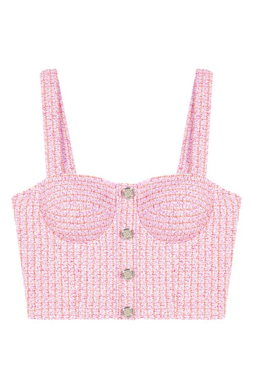 Shop Maje Laradis Tweed Crop Bustier Top In Pink/orange