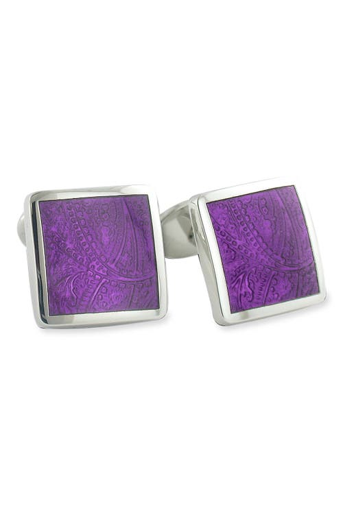 Shop David Donahue Sterling Silver Cuff Links In Silver/purple