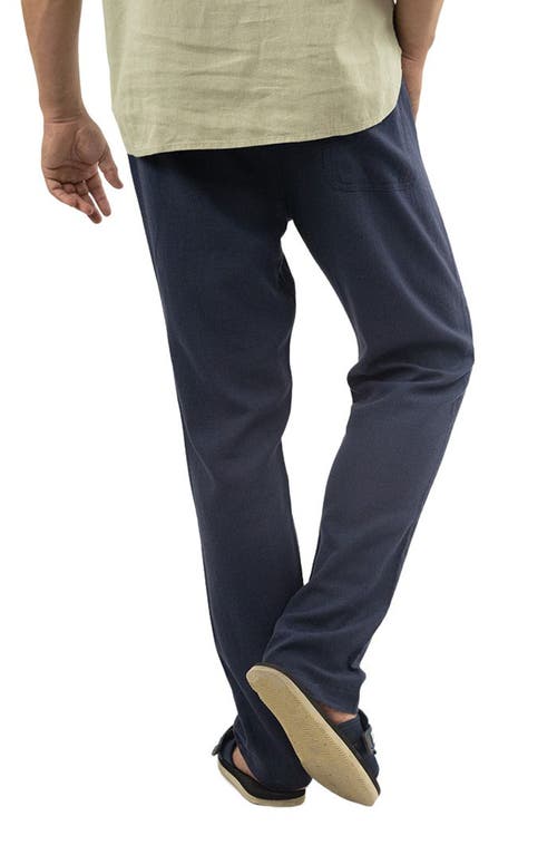 Jachs Linen Blend Pull-on Pants In Indigo