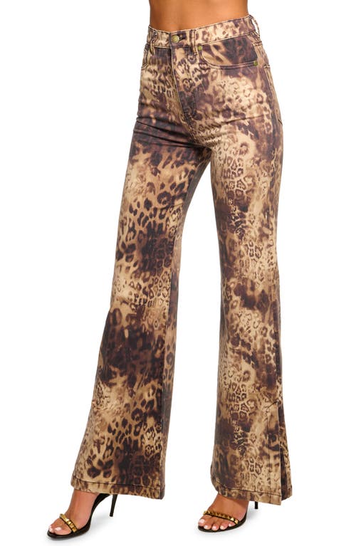 Shop Ramy Brook Tyra Leopard Print Flare Jeans In Leopard Denim