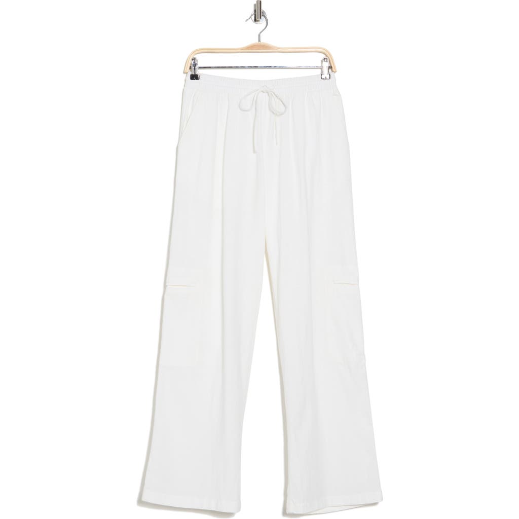 Shop Abound Flowy Tie Waist Cotton & Linen Pants In White Blanc