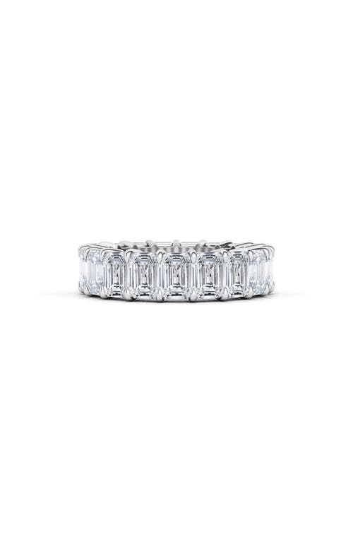 Emerald Cut Lab Created Diamond 18K Gold Eternity Band in White Gold