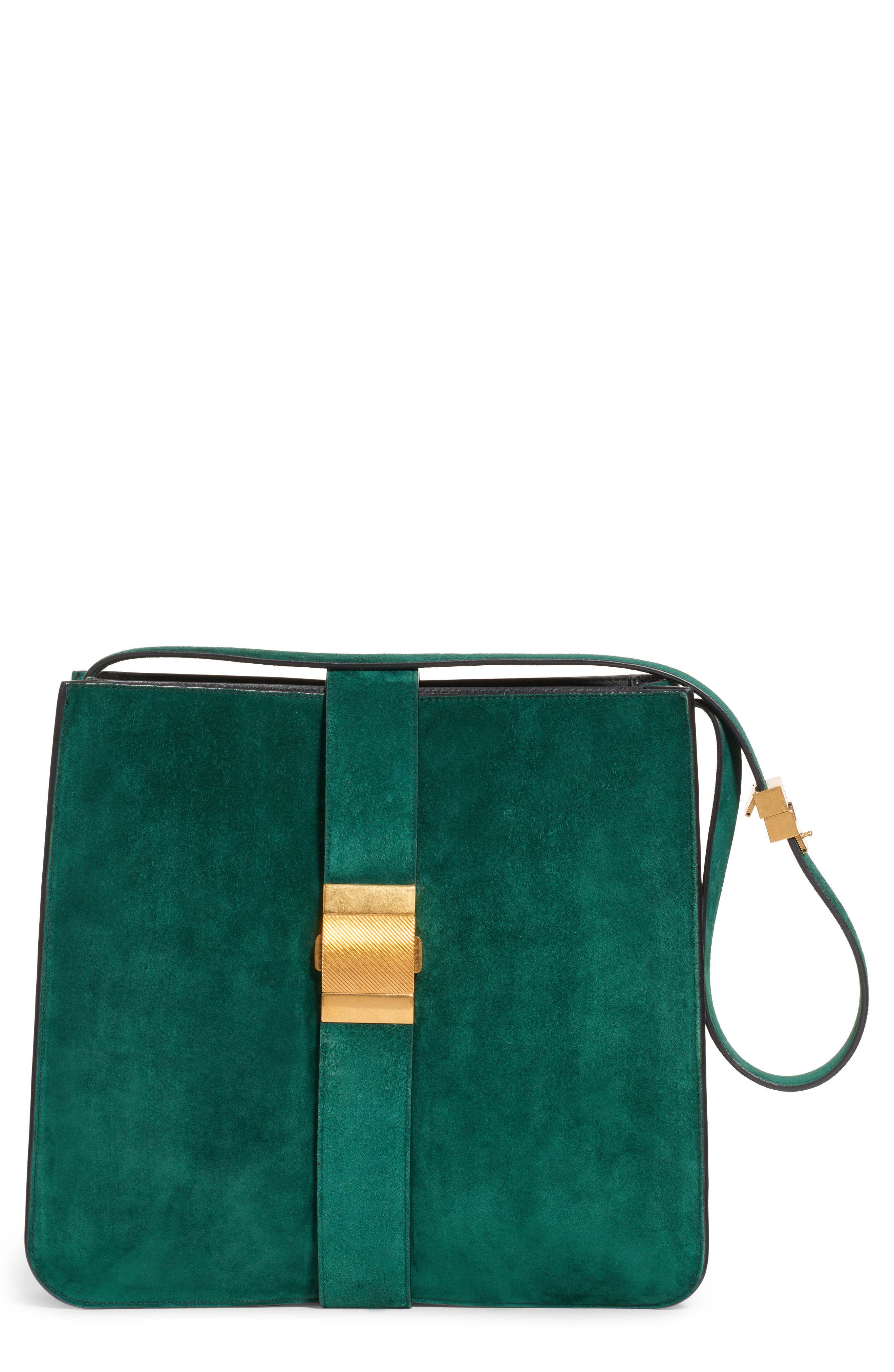The Marie green suede shoulder bag