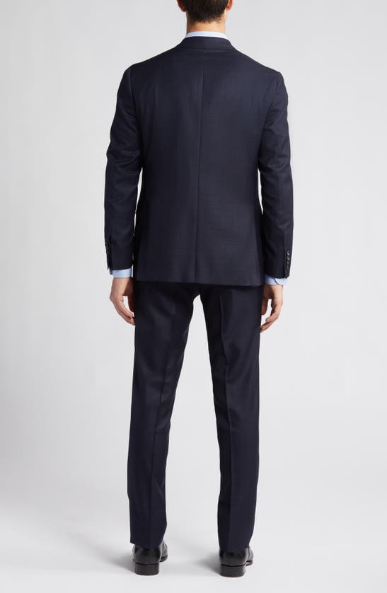 Shop Canali Kei Trim Fit Shadow Plaid Navy Wool Suit