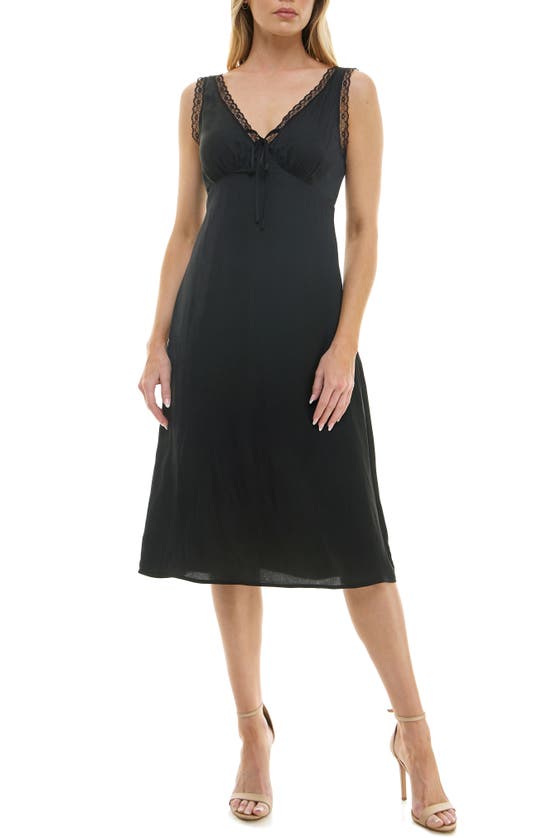 Shop Urban Social Lace Detail Satin Dress In Black