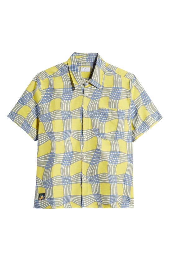 Shop Percival Sunshine Twister Warped Check Button-up Shirt In Yellow