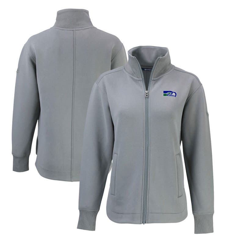 Shop Cutter & Buck Gray Seattle Seahawks Throwback Logo Roam Eco Recycled Full-zip Jacket