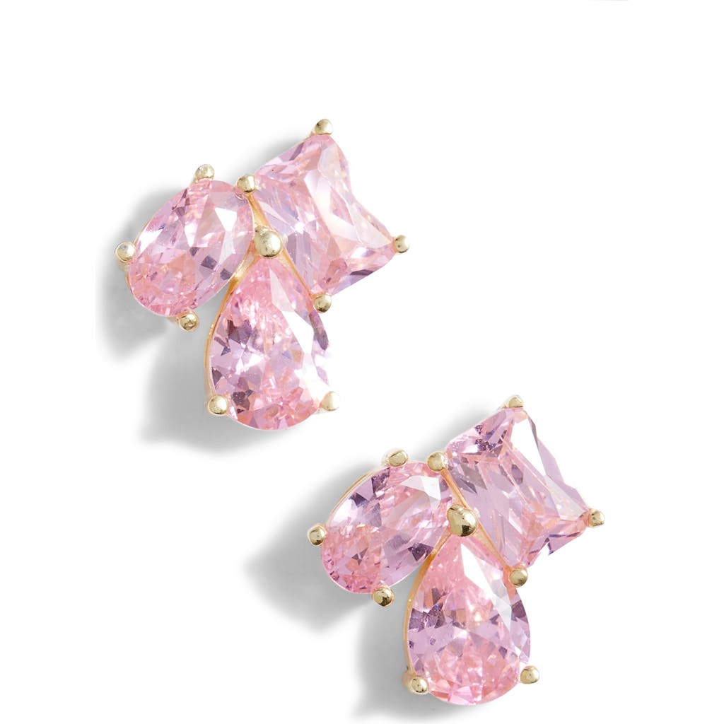 Shymi Multi Shape Cubic Zirconia Stud Earrings In Pink