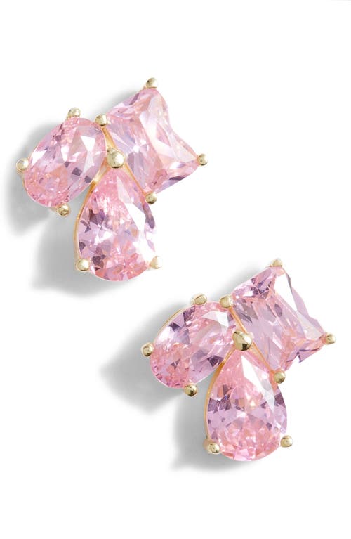 Shymi Multi Shape Cubic Zirconia Stud Earrings In Gold/pink