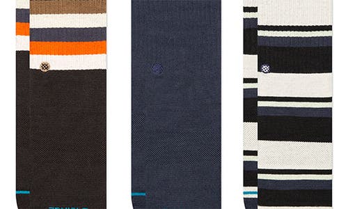 Shop Stance Kids' Malibu Stripe Assorted 3-pack Crew Socks In Black