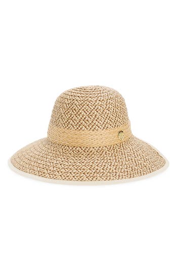Vince Camuto Mixed Straw Face Framing Hat In Brown
