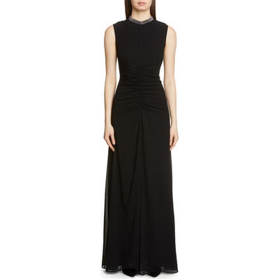 Fabiana Filippi Embellished Neck Sleeveless Silk Chiffon Gown