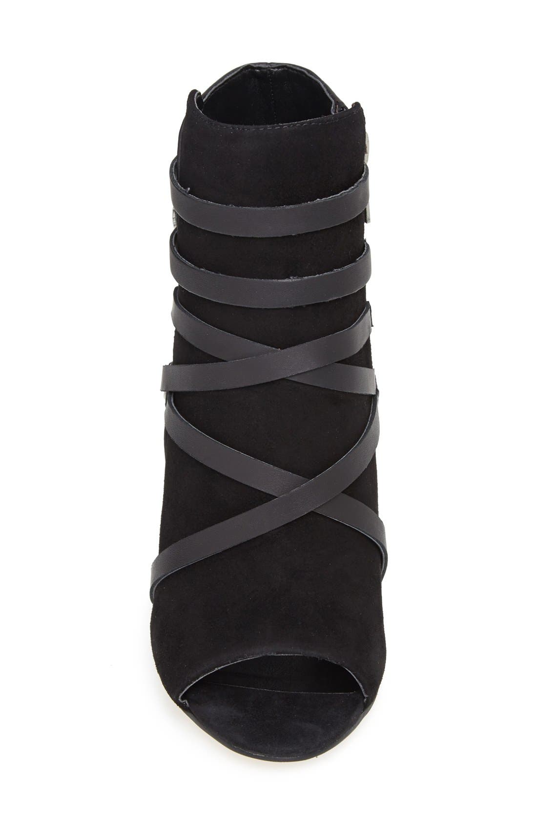 IVANKA TRUMP,
                                                'Sinclair' Leather & Suede Peep Toe Bootie,
                                                Alternate thumbnail 4, color,
                                                002