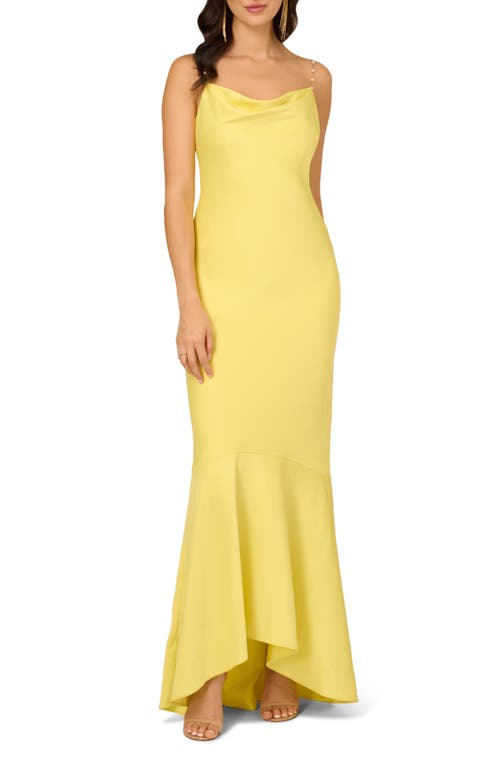 Stretch Satin High-Low Gown in Sun