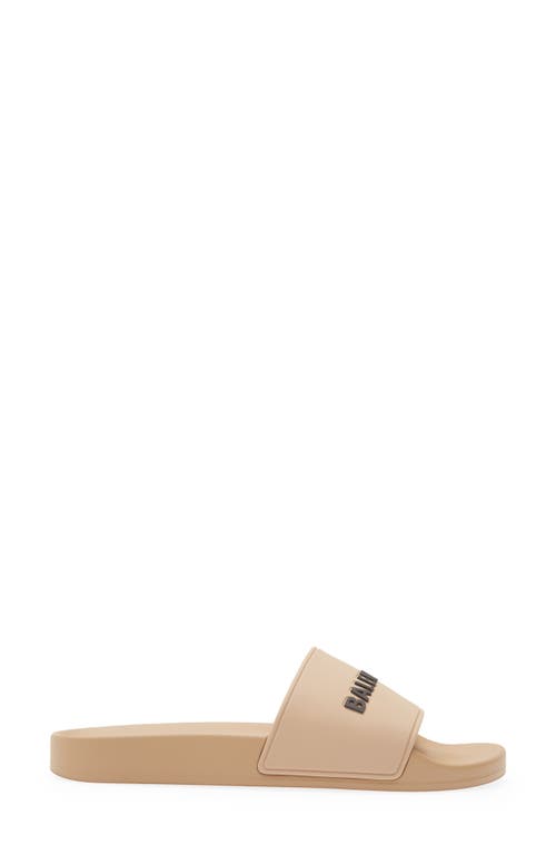 Shop Balenciaga Logo Sport Slide In Beige/black