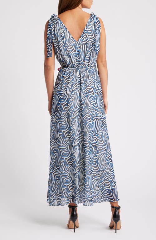 Chelsea28 Tie Shoulder Maxi Dress In Blue- Black