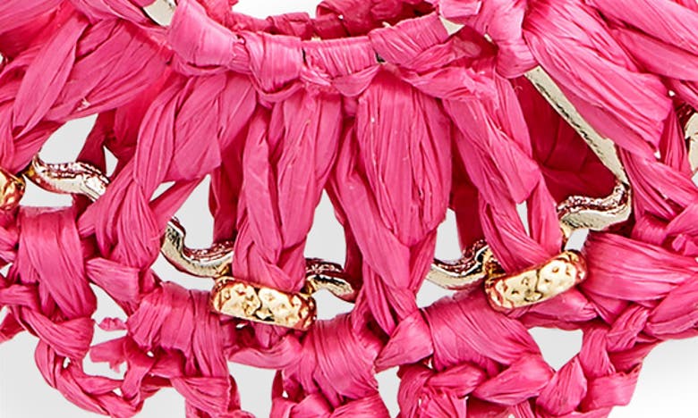 Shop Gas Bijoux Crocus Raffia Straw Hoop Earrings In Pink