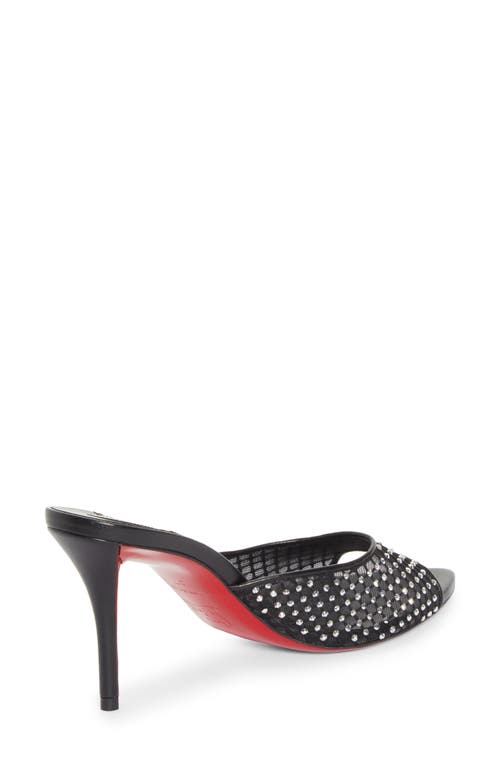 Shop Christian Louboutin Apostropha Crystal Beaded Pointed Toe Slide Sandal In Black-cry/black