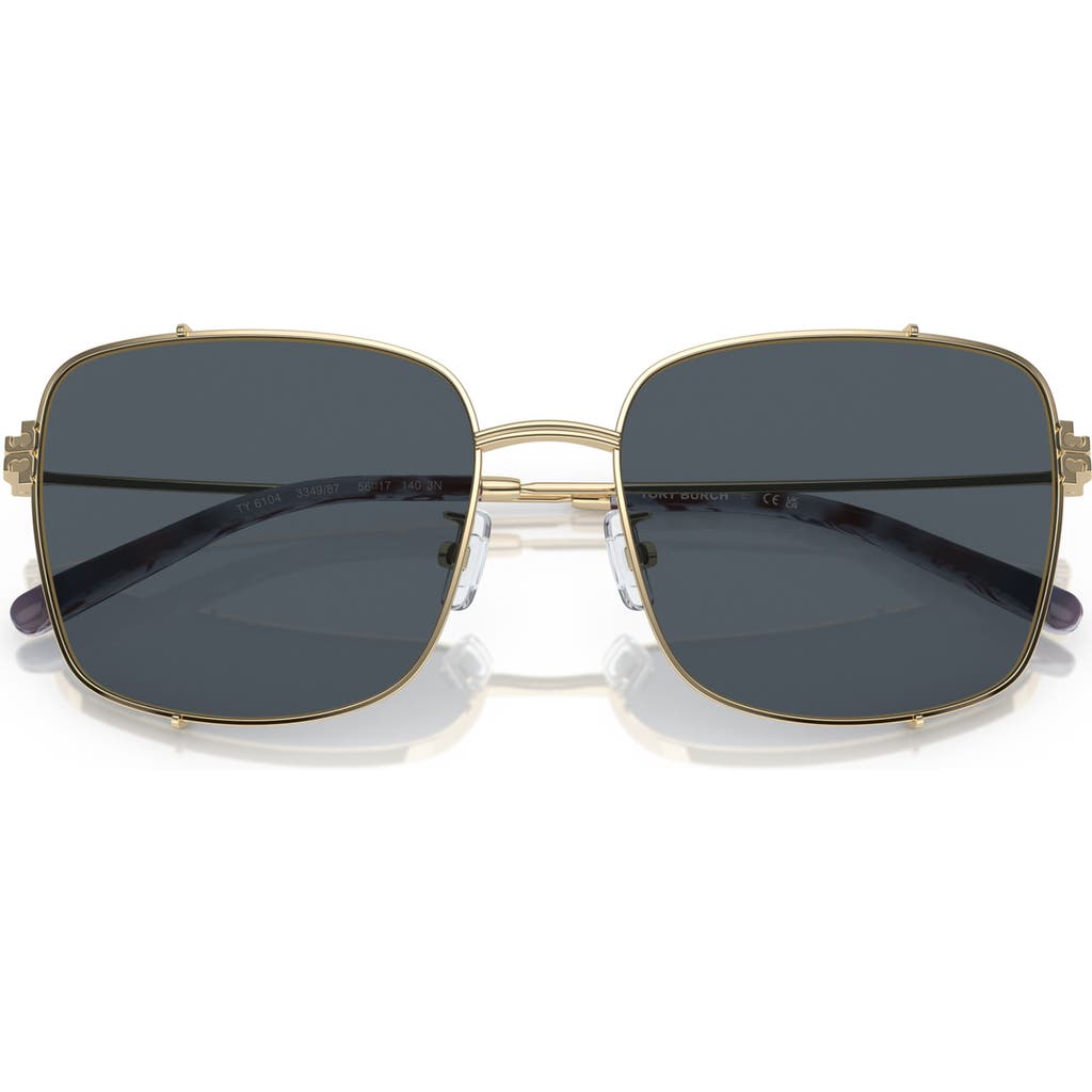 Tory Burch 56mm Rectangular Sunglasses In Gold