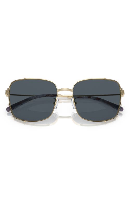 Tory Burch 56mm Rectangular Sunglasses in Shiny Light Gold/Dark Grey at Nordstrom