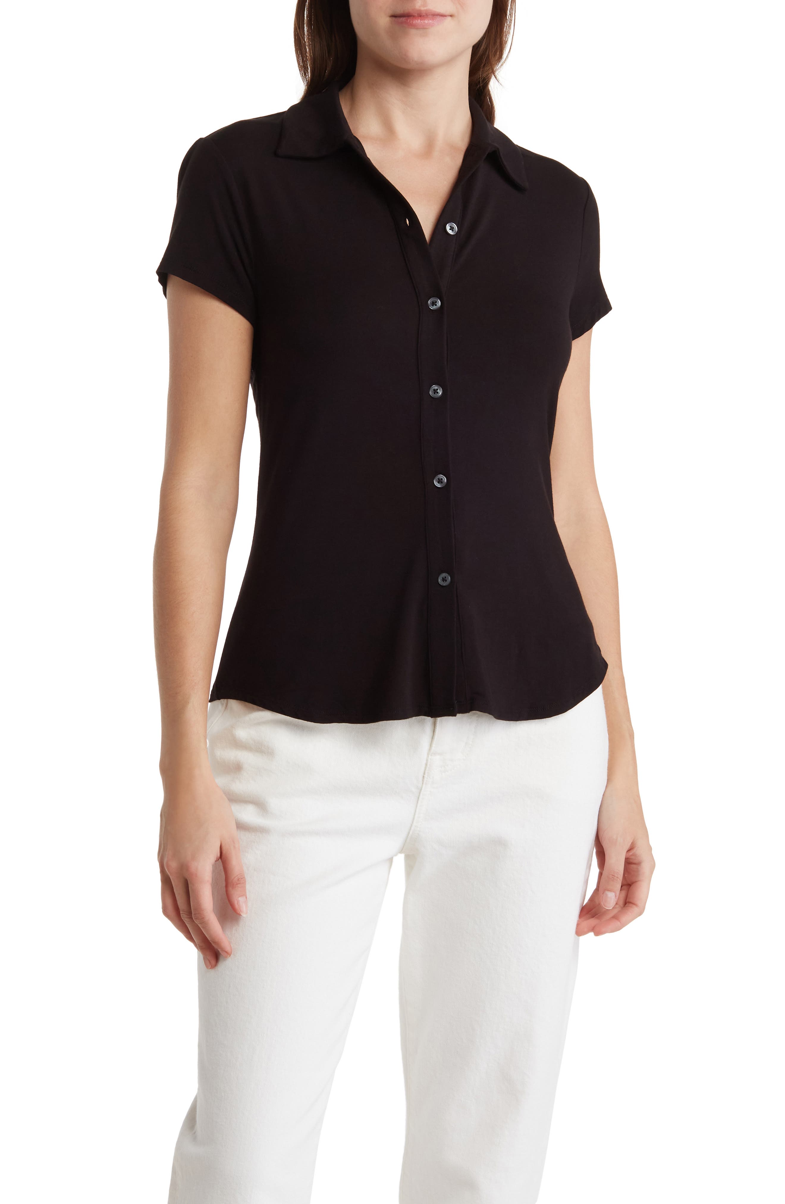 cotton short sleeve shirts women's button front