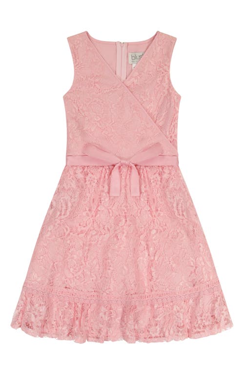 BLUSH by Us Angels Kids' Lace Faux Wrap Dress in Pink