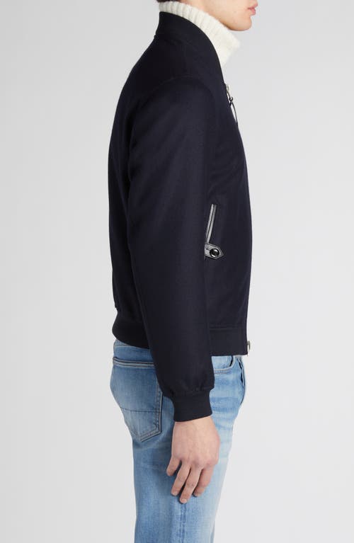 Tom Ford Light Felt Bomber Jacket In Navy