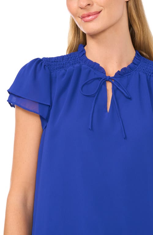 Cece Flutter Sleeve Top In Goddess Blue