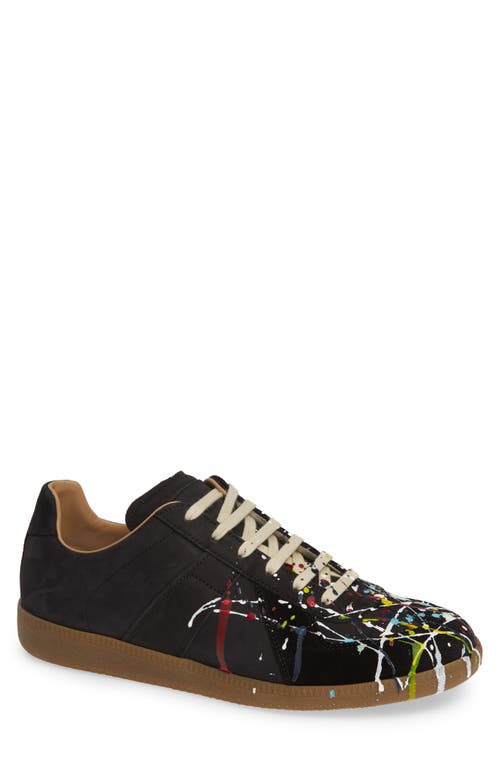 Maison Margiela Replica Painter Leather Low-top Trainers In Black