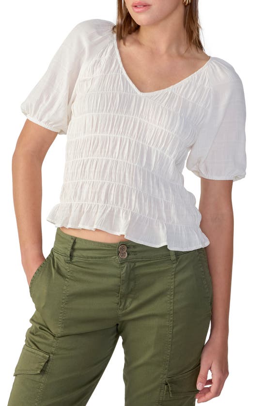 Sanctuary Smocked V-neck Top In Powdered Sugar