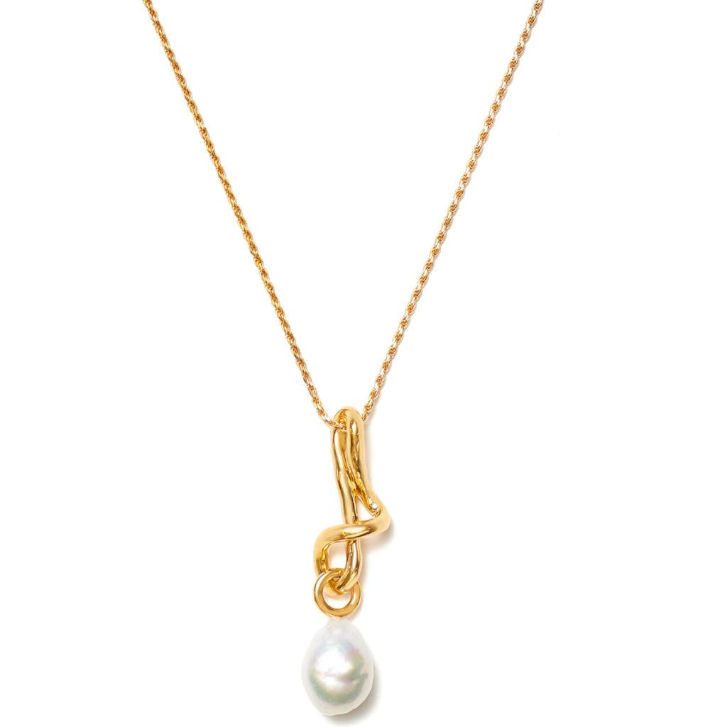 Missoma Molten Baroque Pearl Pendant Necklace In Gold