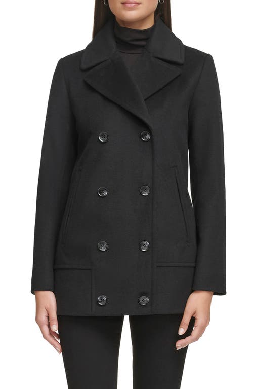 Kenneth Cole New York Double Breasted Felted Coat In Black