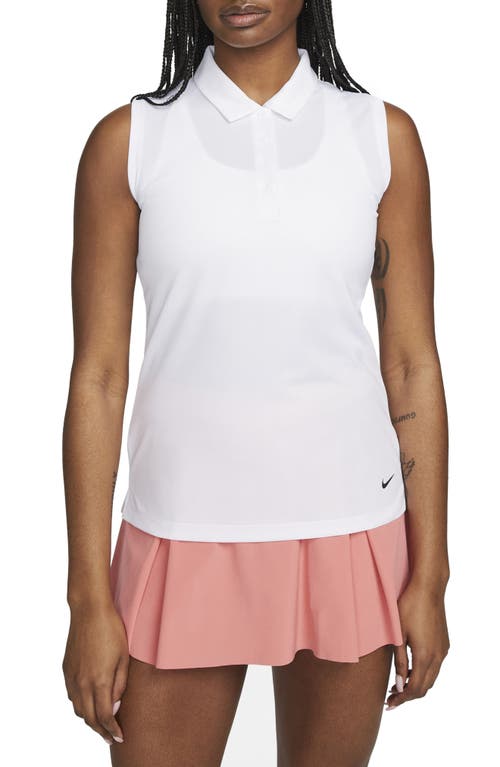 Shop Nike Court Victory Dri-fit Semisheer Sleeveless Polo In White/black