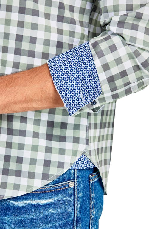 Construct Trim Fit Plaid Performance Button-up Shirt In Green